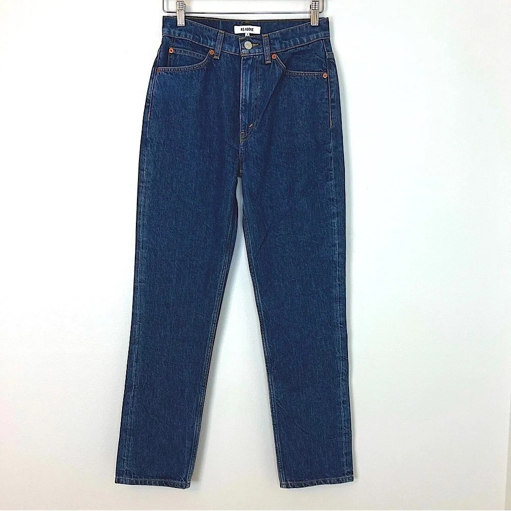 Re/Done 70s Rigid Straight Leg Jeans Rustic Indigo 26 Classic Denim Capsule Chic